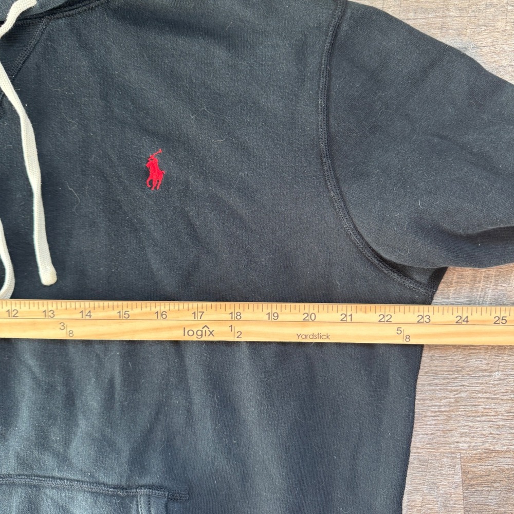 Polo Ralph Lauren Mens Black Fleece Hoodie Red Pony Logo Size Large Pullover - Picture 5 of 8